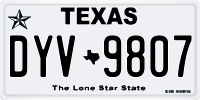 TX license plate DYV9807
