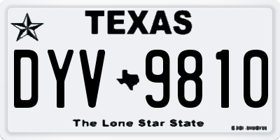 TX license plate DYV9810