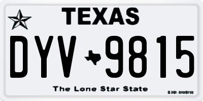 TX license plate DYV9815