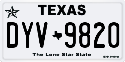 TX license plate DYV9820