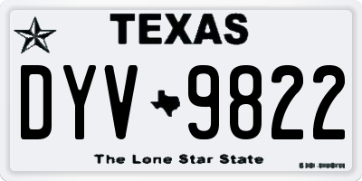 TX license plate DYV9822