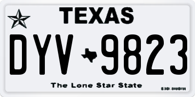 TX license plate DYV9823