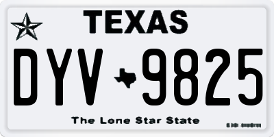 TX license plate DYV9825