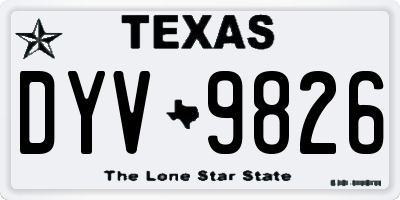 TX license plate DYV9826