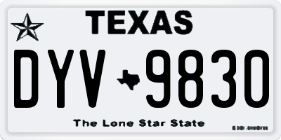 TX license plate DYV9830