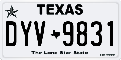 TX license plate DYV9831