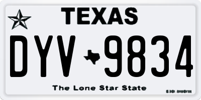 TX license plate DYV9834