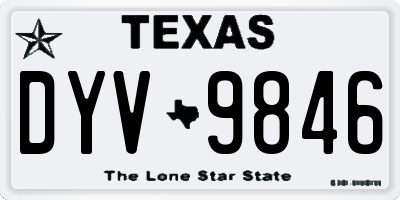 TX license plate DYV9846