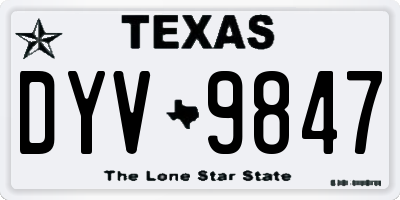 TX license plate DYV9847