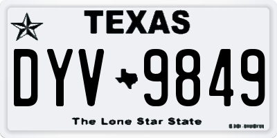 TX license plate DYV9849