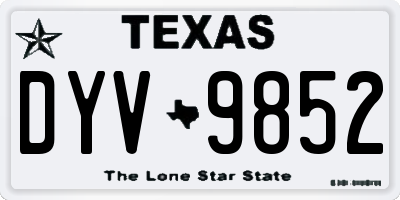 TX license plate DYV9852