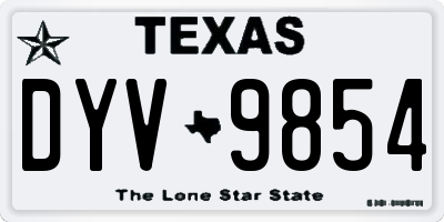 TX license plate DYV9854