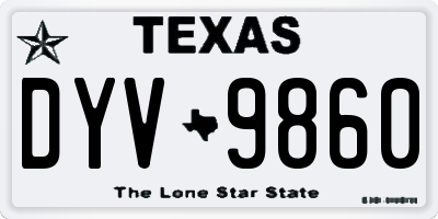 TX license plate DYV9860