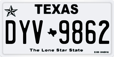 TX license plate DYV9862