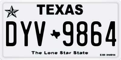 TX license plate DYV9864