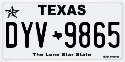 TX license plate DYV9865