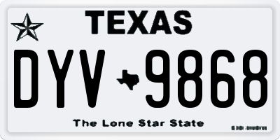 TX license plate DYV9868