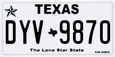 TX license plate DYV9870