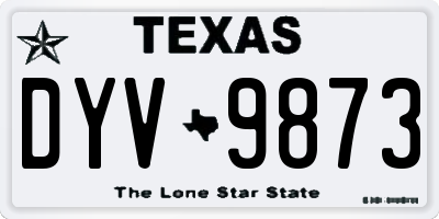 TX license plate DYV9873