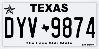 TX license plate DYV9874
