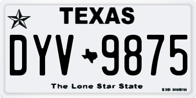 TX license plate DYV9875