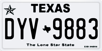 TX license plate DYV9883