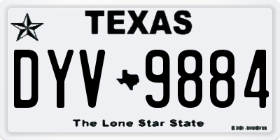 TX license plate DYV9884