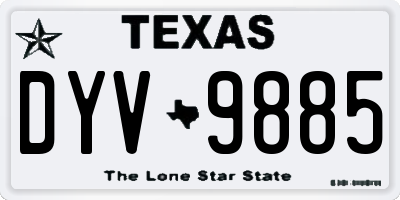 TX license plate DYV9885