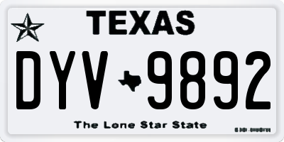 TX license plate DYV9892