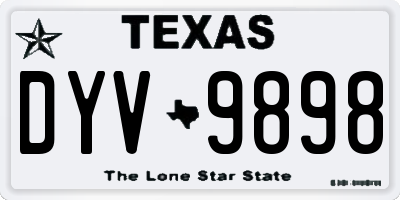 TX license plate DYV9898