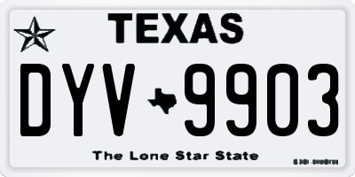 TX license plate DYV9903