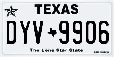 TX license plate DYV9906