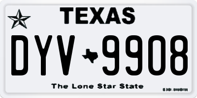 TX license plate DYV9908