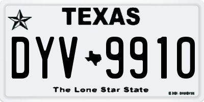 TX license plate DYV9910