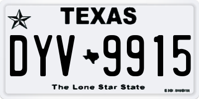 TX license plate DYV9915