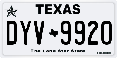 TX license plate DYV9920