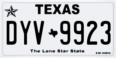 TX license plate DYV9923