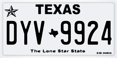 TX license plate DYV9924