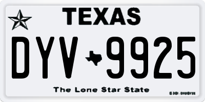 TX license plate DYV9925