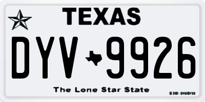 TX license plate DYV9926