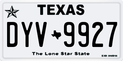 TX license plate DYV9927