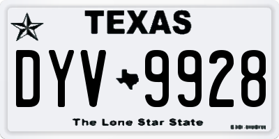 TX license plate DYV9928