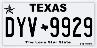 TX license plate DYV9929