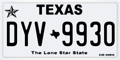 TX license plate DYV9930