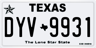 TX license plate DYV9931