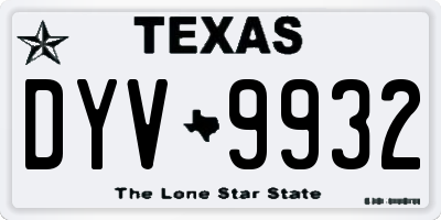 TX license plate DYV9932