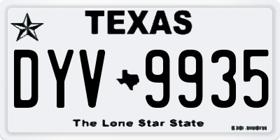 TX license plate DYV9935