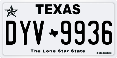 TX license plate DYV9936