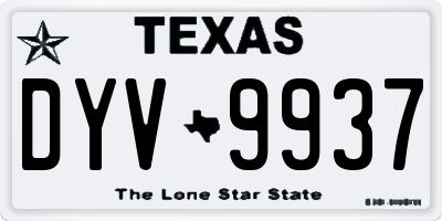 TX license plate DYV9937