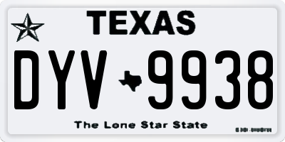 TX license plate DYV9938
